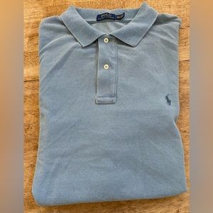 Polo by‎ Ralph Lauren Men’s Size 2XLT Heather Blue Pique Knit Short Sleeve Polo